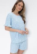 Piżamy damskie - Niebieski 2-częściowy Komplet Piżamowy z T-shirtem i Szortami Brionne - miniaturka - grafika 1
