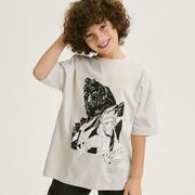Koszulki dla chłopców - Reserved - Bawełniany t-shirt z nadrukiem - Jasny szary - miniaturka - grafika 1