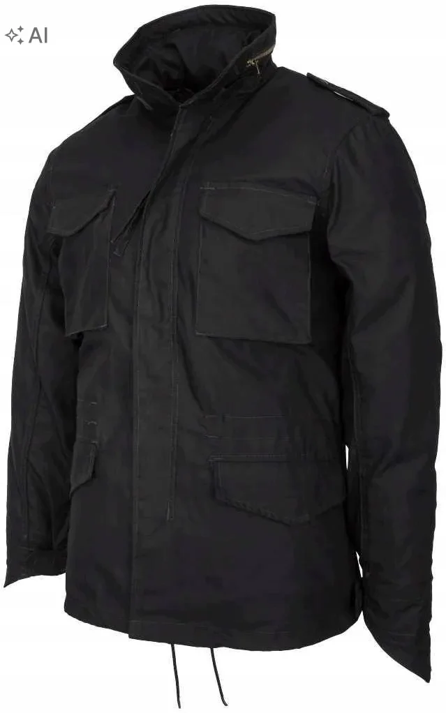Kurtka Męska Militarna Przejściowa BRANDIT M65 WASHED GARMENT rozmiar XL parka czarny poliester