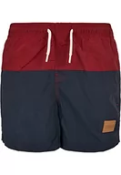 Kąpielówki dla chłopców - Urban Classics Boy's Boys Block Swim szorty kąpielowe, granatowe/burgundy, 110/116 - miniaturka - grafika 1