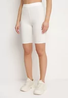 Spodenki damskie - Białe Bawełniane Szorty Kolarki przed Kolano z Elastyczną Gumką w Pasie Harmmonia - miniaturka - grafika 1