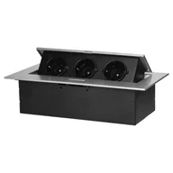 Kokony niemowlęce - Gniazdo meblowe potrójne wpuszczane w blat srebrne 3x2P+Z (Schuko) OR-GM-9036(GS)/G ORNO - miniaturka - grafika 1