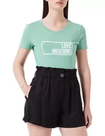Spodenki damskie - Love Moschino Damskie szorty z rozciągliwej bawełny dżersej z logo Instytucjonal, zielony, 48 PL - miniaturka - grafika 1