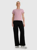 Spodnie damskie - Spodnie dresowe damskie z szerokimi nogawkami 4F 4FRAW25TTROF1614-20S Czarny M - miniaturka - grafika 1