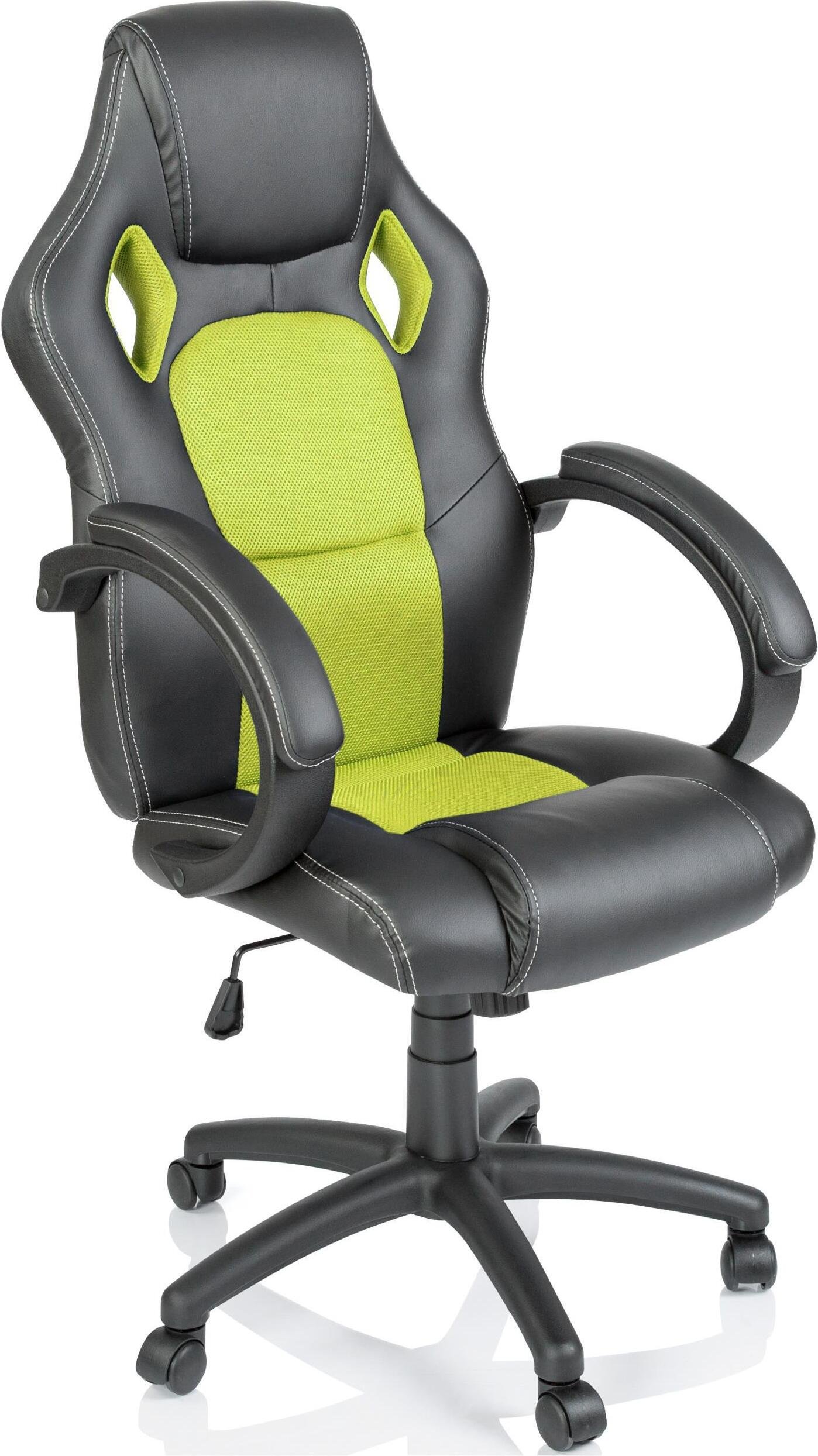 Fotel biurowy TRESKO Racing krzesło obrotowe fotel sportowy krzesło biurowe krzesło do biurka czarny/jasnozielony