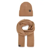 Czapki damskie - Zestaw Szalik i Czapka Calvin Klein Jeans Monogram Rib Scarf Beanie Set IU0IU00638 Brązowy - miniaturka - grafika 1