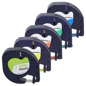 Etykiety do drukarek - Zestaw 5 kolorowych taśm do DYMO LetraTag LT-100H (59421) - miniaturka - grafika 1