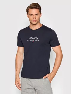Koszulki męskie - Tommy Hilfiger T-Shirt Small Centre Graphic MW0MW24964 Granatowy Regular Fit - grafika 1