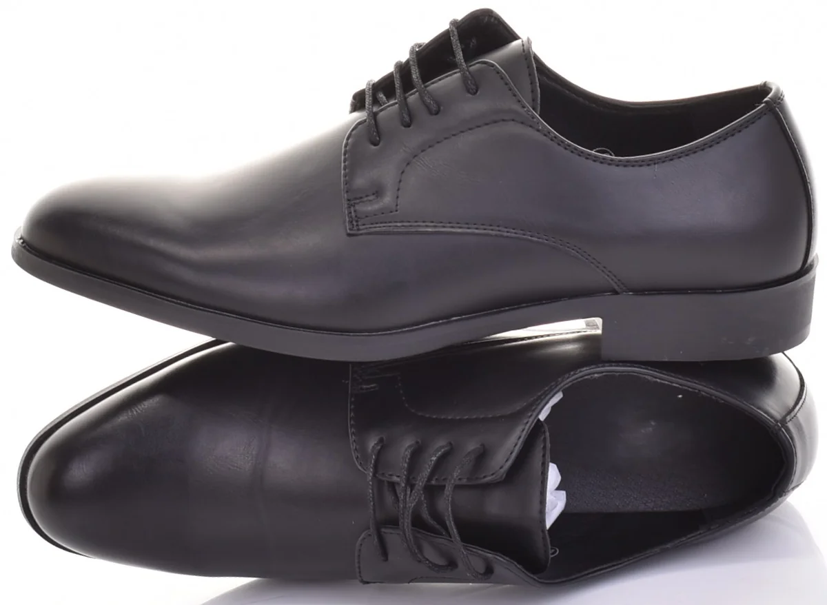 PÓŁBUTY MĘSKIE SKÓRZANE ELEGANCKIE WYGODNE BUTY WIZYTOWE KLASYCZNE CZARNE