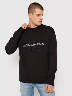 Swetry męskie - Calvin Klein Sweter J30J318610 Czarny Regular Fit - grafika 1