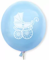 Baby shower i roczek - Balony lateksowe Wózek dziecięcy błękitne - 30 cm - 5 szt. - miniaturka - grafika 1