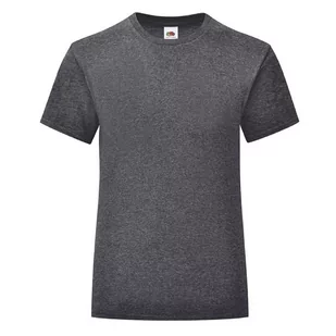 Koszulka dziewczęca ICONIC z odrywaną metką Fruit of the Loom - Dark Heather Grey 5-6 - Koszulki dla dziewczynek - miniaturka - grafika 1