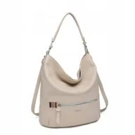 Torebki damskie - Beżowa Torebka Damska na Ramię Shopper LUIGISANTO Format A4 Skóra Eko - miniaturka - grafika 1