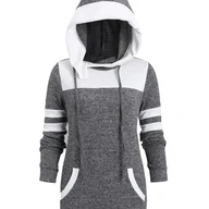 Inne - TEMU Kobieca Casualowa Bluza z Kapturem w Bloki Kolorów - Długi Rękaw, Ze Sznurkiem, Mieszanka Poliestru i Spandexu, Możliwość Prania w Pralce, - miniaturka - grafika 1