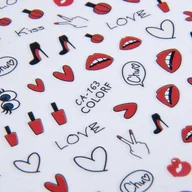 Ozdoby do paznokci - Naklejki do paznokci cienkie samoprzylepne walentynkowe Nr CA-163 - miniaturka - grafika 1