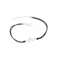 Biżuteria dla dzieci - Srebrna bransoletka 925 Linia Życia Czarny Sznurek - miniaturka - grafika 1
