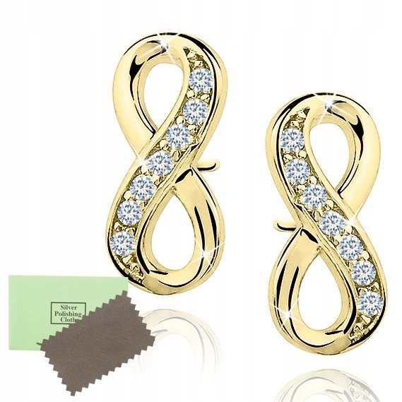 KOLCZYKI SREBRNE 925 pozłacane NIESKOŃCZONOŚĆ