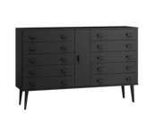 Komody - Komoda sosnowa drewniana Venuci nr4 175 cm 5s czarna - miniaturka - grafika 1