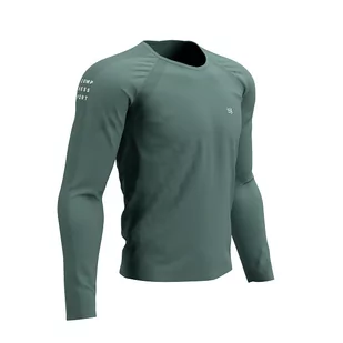 COMPRESSPORT Koszulka biegowa z długim rękawem TRAINING TSHIRT zielona - Koszulki sportowe męskie - miniaturka - grafika 1