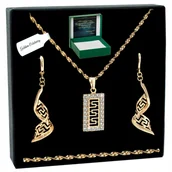 Zestawy biżuterii dla kobiet - ZŁOTY DAMSKI KOMPLET BIŻUTERII ZE STALI CHIRURGICZNEJ GRECKI WZÓR 45 CM 18K - miniaturka - grafika 1