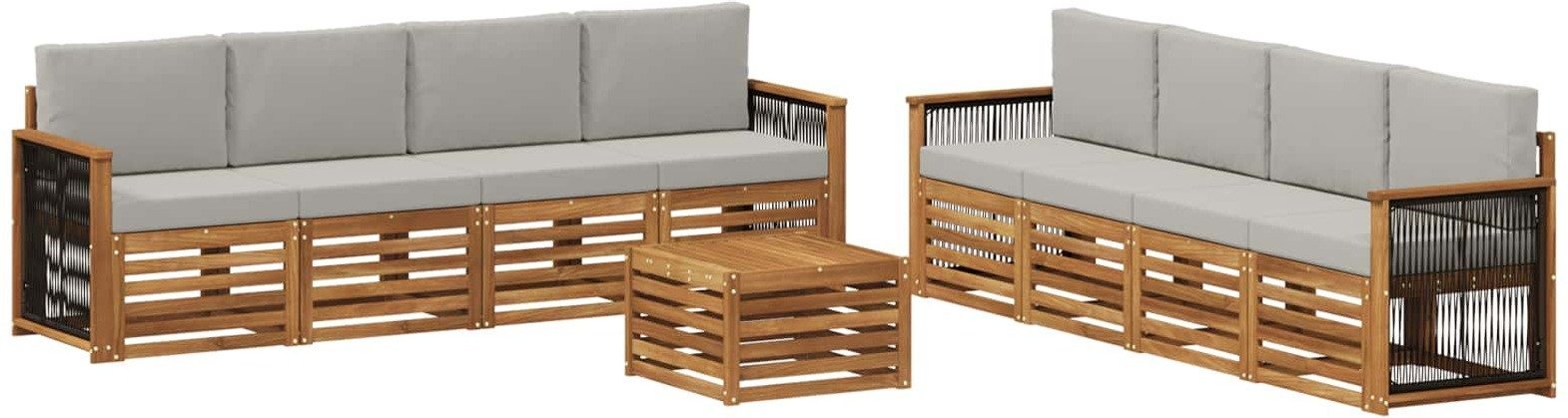 vidaXL Zestawy sof z poduszką 9 pcs Lite Drewno Akacji