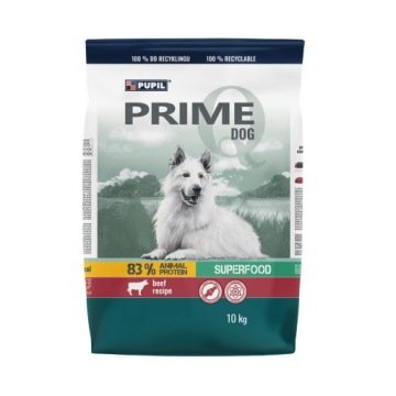 Karma sucha dla psa PUPIL FOODS Prime Quality, bogata w wołowinę z warzywami, 10 kg