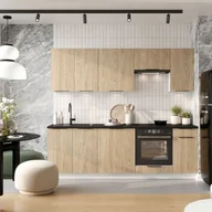 Meble kuchenne - Zestaw Mebli Kuchennych SARA 240 x 180 cm Dąb olejowany Nowoczesny - miniaturka - grafika 1