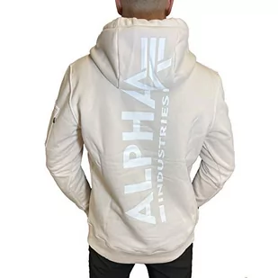 ALPHA INDUSTRIES Męska bluza z kapturem z neonowym nadrukiem, Jet Stream White/White, XL - Bluzy męskie - miniaturka - grafika 1