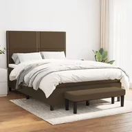 Łóżka - vidaXL Łóżko kontynentalne z materacem, brązowe, tkanina, 140x190 cm - miniaturka - grafika 1