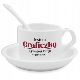 Zestaw Filiżanka Łyżeczka Podstawka JESTEM GRAFICZKĄ Na Prezent Wzory - Gadżety dla niej i dla niego - miniaturka - grafika 1