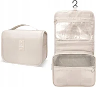 Kosmetyczki, organizery i kuferki - Kosmetyczka Wisząca Kuferek Organizer Rozkładana Pojemna Duża Beżowa Xl - miniaturka - grafika 1