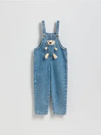 Spodenki dla niemowląt - Reserved - Jeansowe ogrodniczki z misiem - niebieski - miniaturka - grafika 1
