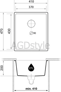 BRANDE SOLAR 410-45-U BEIGE (beżowy) | podwieszany - Zlewozmywaki - miniaturka - grafika 1