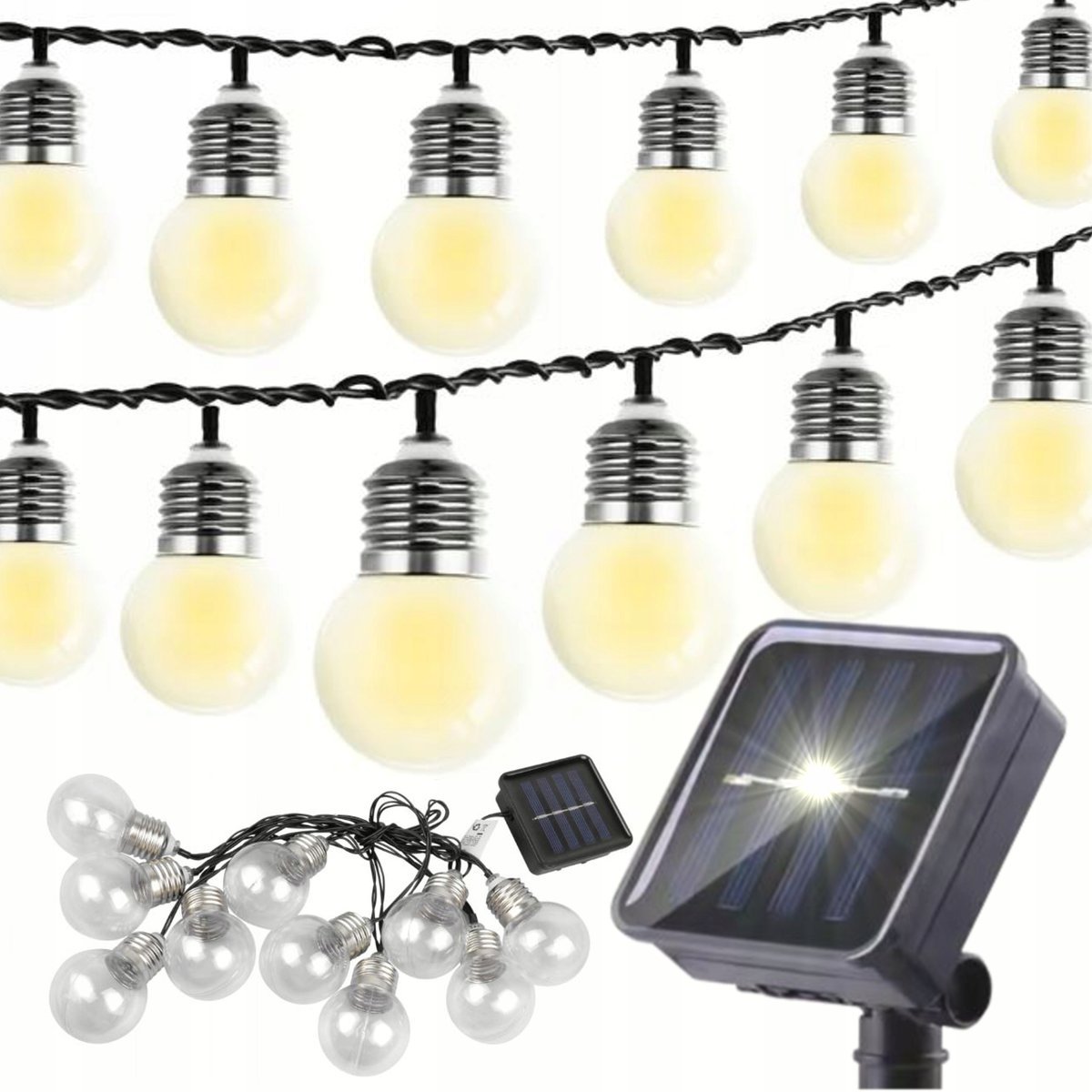 GIRLANDA SOLARNA OGRODOWA 30 LED 11m LAMPKI SOLARNE Ogród Balkon Altana