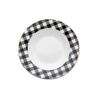 Talerze - Talerz głęboki Winter Glam Grid 21,5 cm kratka czarno-biały - miniaturka - grafika 1