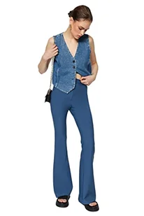 Trendyol Damskie spodnie z wysokim stanem, Niebieskozielony, 66 - Spodnie damskie - miniaturka - grafika 1