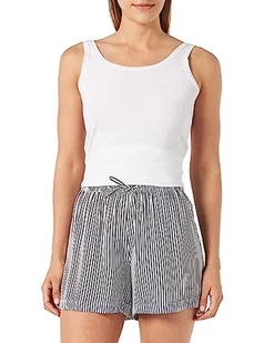 VERO MODA Women's VMBUMPY WVN NoOS szorty, śnieżnobiałe/paski: India Ink, L, Snow White/Stripes:India Ink, L - Spodenki damskie - miniaturka - grafika 1