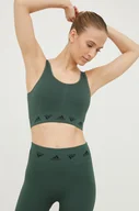 Bielizna sportowa damska - adidas Performance biustonosz sportowy Aeroknit kolor zielony - miniaturka - grafika 1
