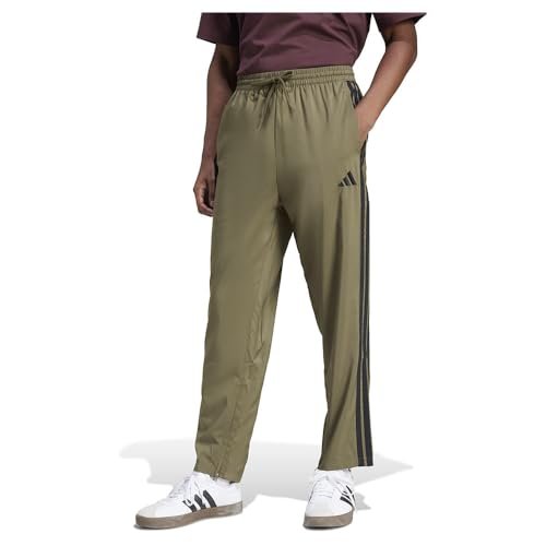 adidas Mężczyźni ESSENTIAL THREE STRIPES STANFORD PANT OPEN HEM, Olive Strata/Black, M
