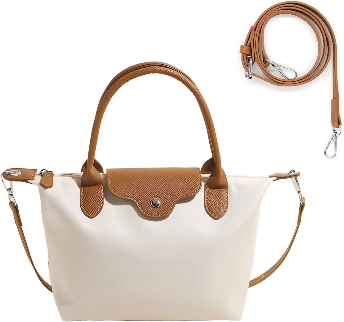 TOREBKA MINI DAMSKA CROSSBODY NYLONOWA BEŻOWA LEKKA ZAMEK WODOODPORNA HOBBO