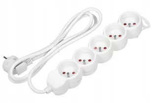 Orno Przedłużacz 5-krotny 2P+Z, 5m H05VV-F 3x1,0mm$369, Imax 10A, biały OR-AE-13149/W/5M - Przedłużacze i rozgałęźniki - miniaturka - grafika 1