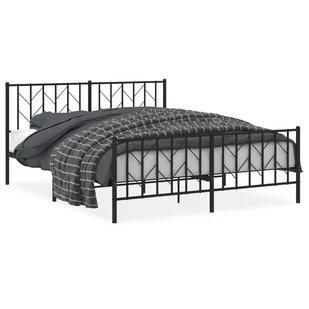 Metalowa rama łóżka z wezgłowiem i zanóżkiem, czarna, 160x200cm Lumarko! - Łóżka - miniaturka - grafika 3