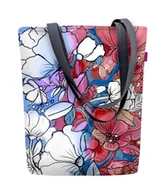 Torebki damskie - Torebka płócienna Sunny, nadruk Malwa – shopperka damska, wodoodporna, zamek, mieści A4, udźwig do 10 kg, polska produkcja, ARCO Design - miniaturka - grafika 1