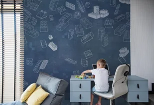 Blue Blocks Tapeta dla Chłopaka z Klockami i Motywem Gry Komputerowej - Tapety - miniaturka - grafika 1