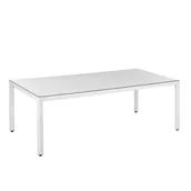 Stoły ogrodowe - Beliani Stół ogrodowy rattanowy 220x100cm biały ITALY 58171 58171 - miniaturka - grafika 1