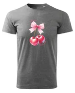 Koszulki i topy damskie - Koszulka na Walentynki I love You cherry much Ciemnoszary L - miniaturka - grafika 1