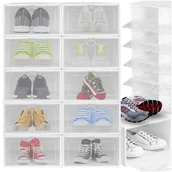 Pokrowce na ubrania - Pudełka na Buty Przezroczyste Plastikowe Składane Wytrzymałe do Szafy na Korytarz Premium - miniaturka - grafika 1
