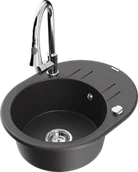 Zlewozmywaki z baterią - Mexen Kevin zlewozmywak granitowy 1-komorowy z ociekaczem i baterią kuchenną Elia, czarny nakrapiany - 6517-76-670101-00 - miniaturka - grafika 1