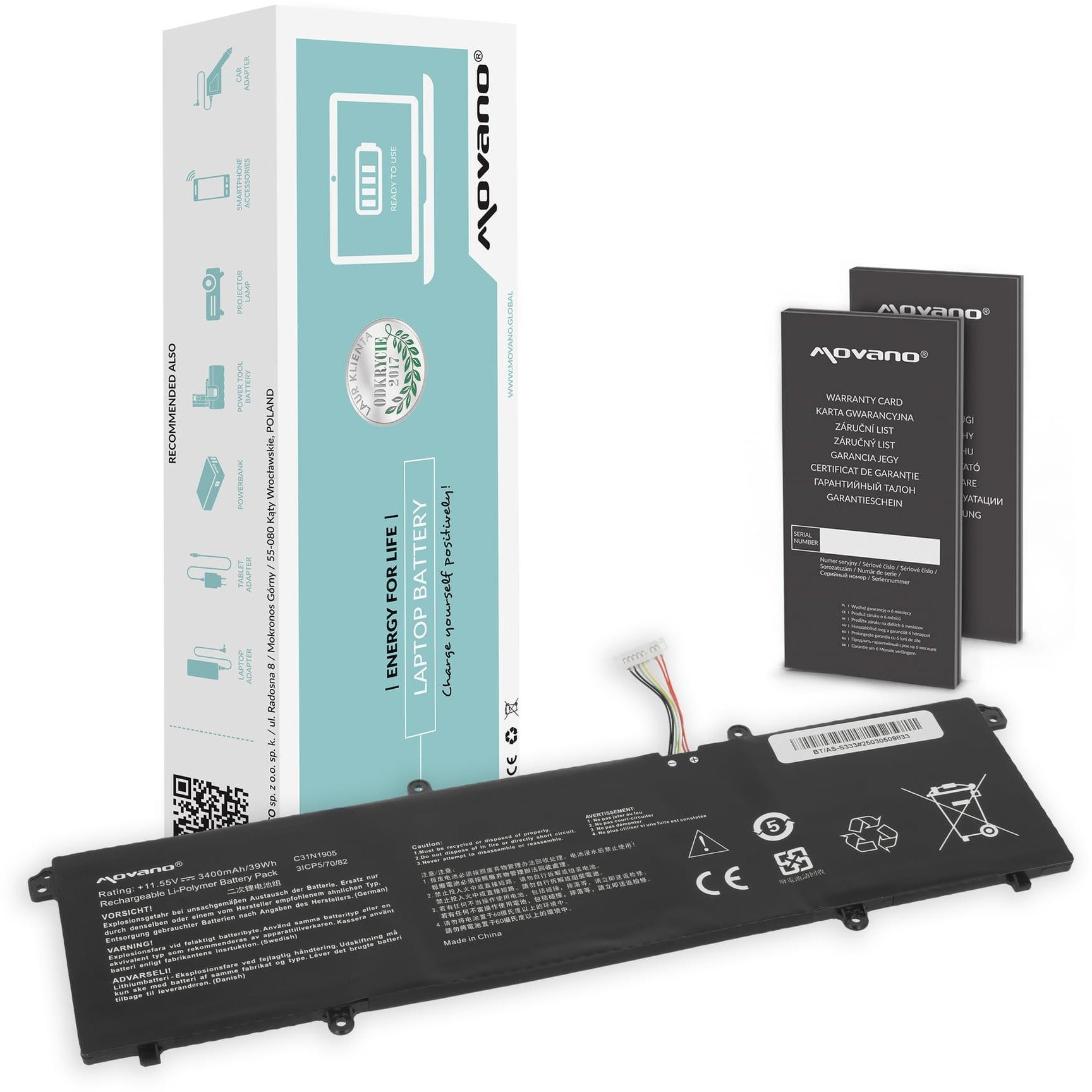 Bateria Movano do Asus VivoBook M413D, S333, X1704V