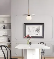 Lampy sufitowe - Lampa wisząca Kivra z białego marmuru w kształcie kamiennego dysku - miniaturka - grafika 1